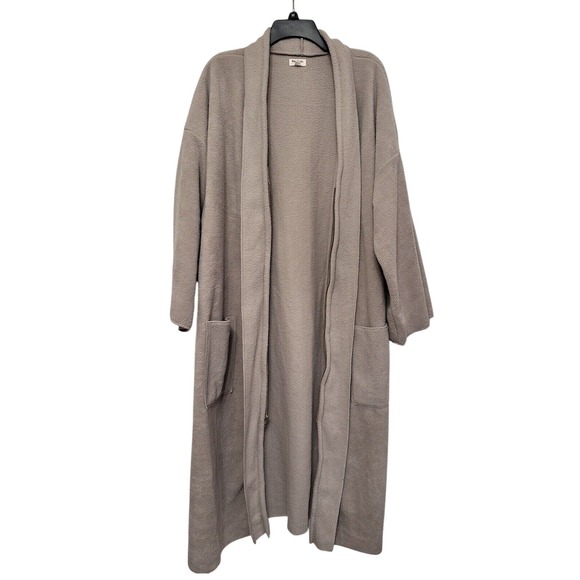 World Market Sweaters - World‎ Market Duster Women's One Size Cardigan Coat Zip Wide Sleeve Gray Taupe